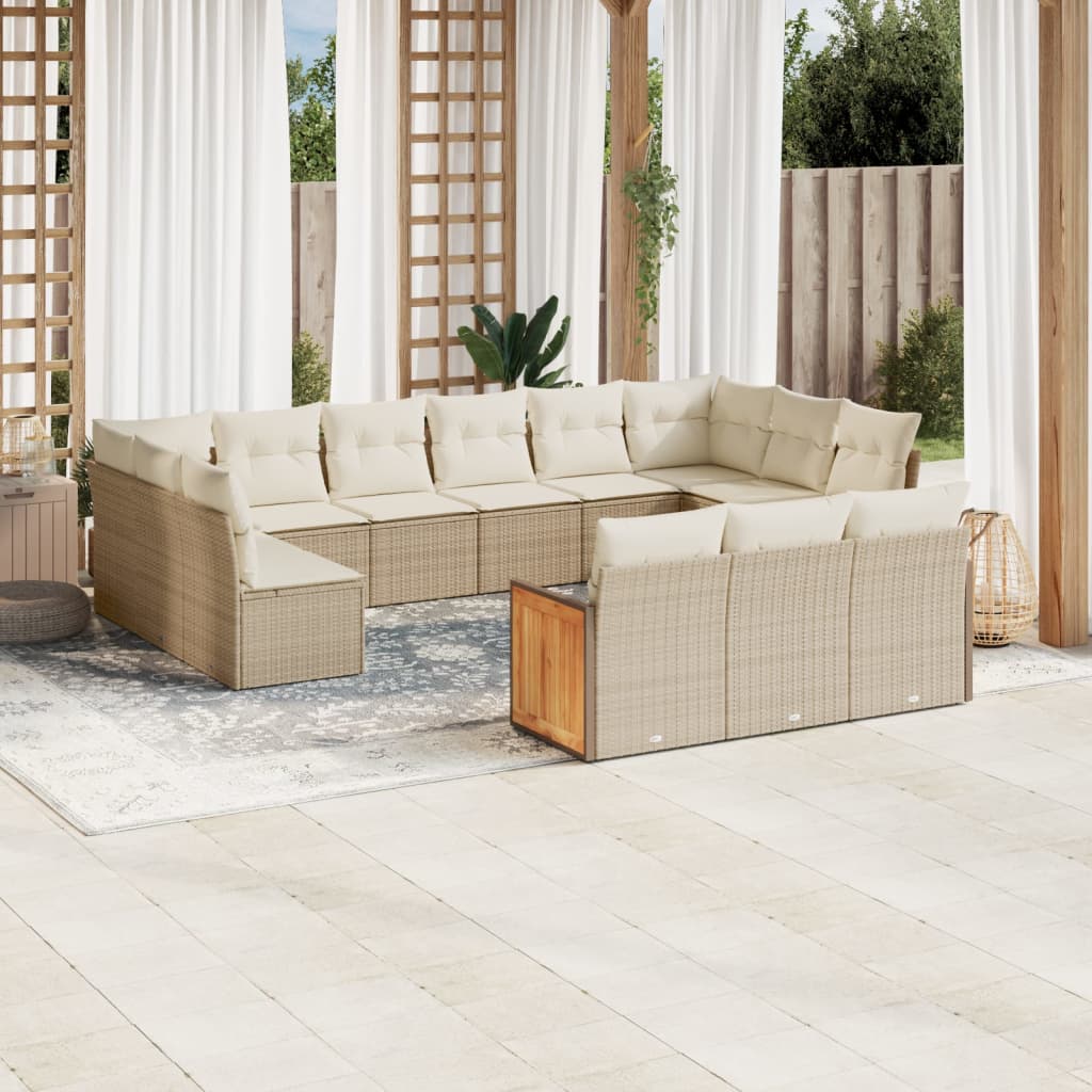 13-delige Loungeset met kussens poly rattan beige is nu te koop bij PeponiXL, paradijselijk wonen!