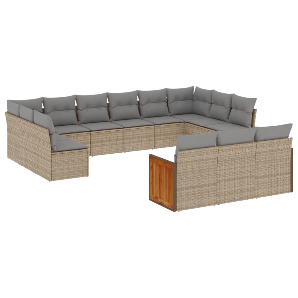 13-delige Loungeset met kussens poly rattan beige is nu te koop bij PeponiXL, paradijselijk wonen!
