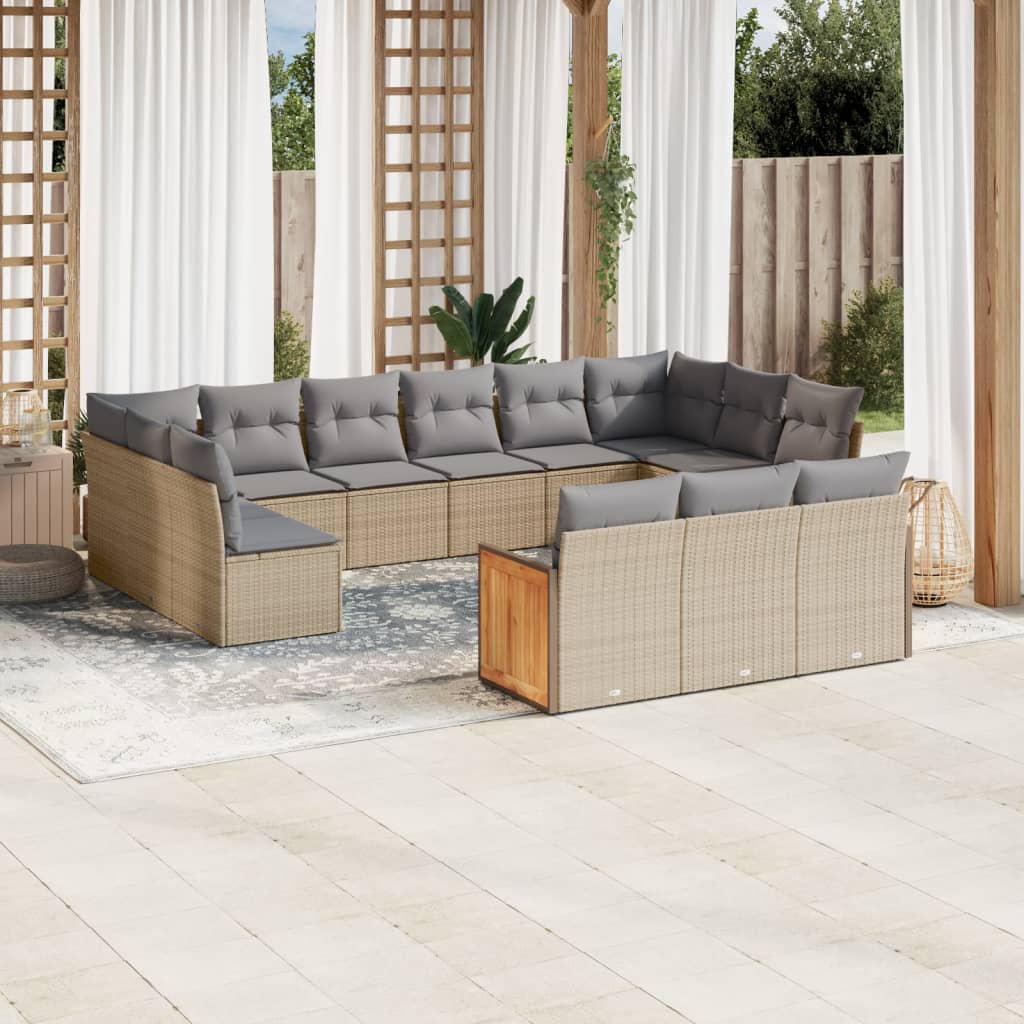 13-delige Loungeset met kussens poly rattan beige is nu te koop bij PeponiXL, paradijselijk wonen!
