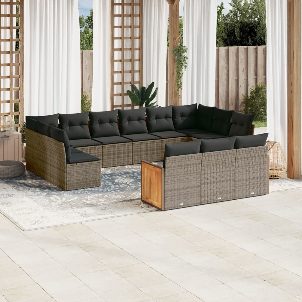 13-delige Loungeset met kussens poly rattan grijs is nu te koop bij PeponiXL, paradijselijk wonen!