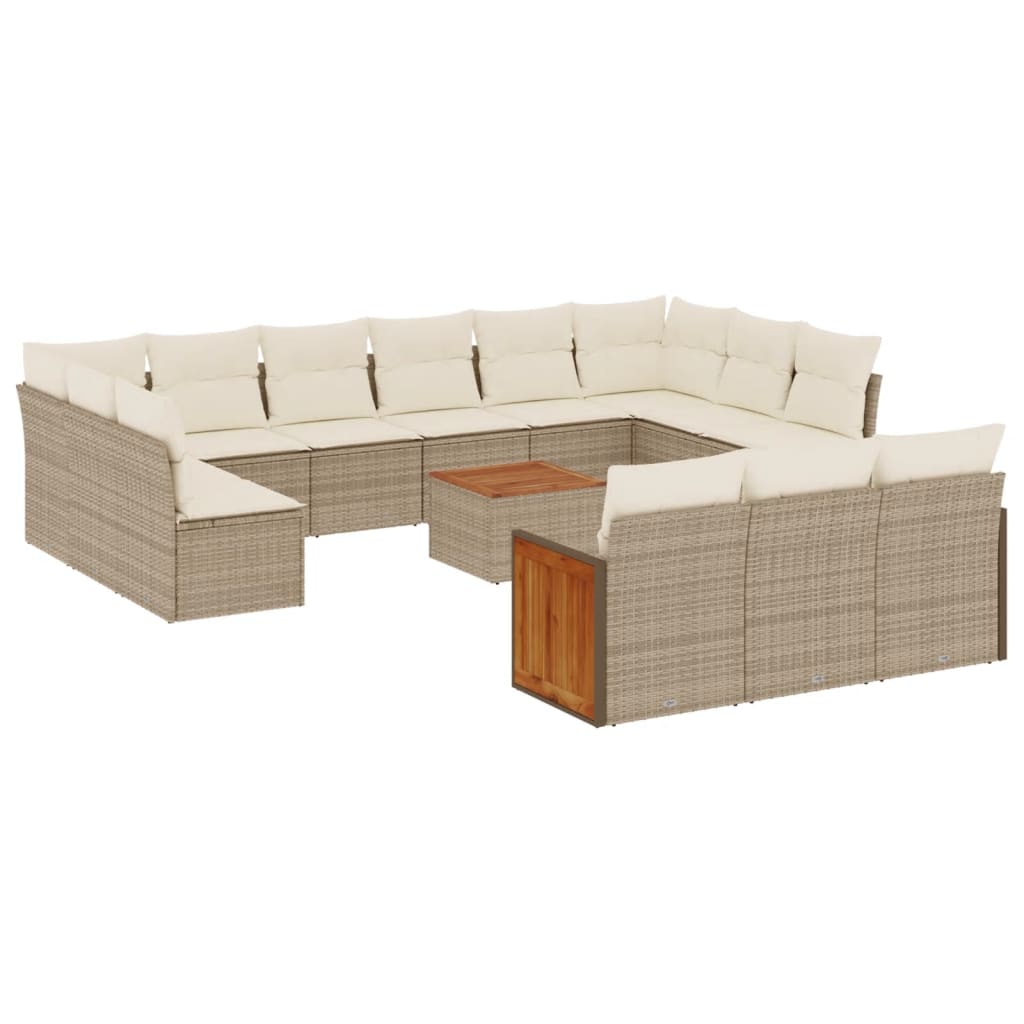 14-delige Loungeset met kussens poly rattan beige is nu te koop bij PeponiXL, paradijselijk wonen!
