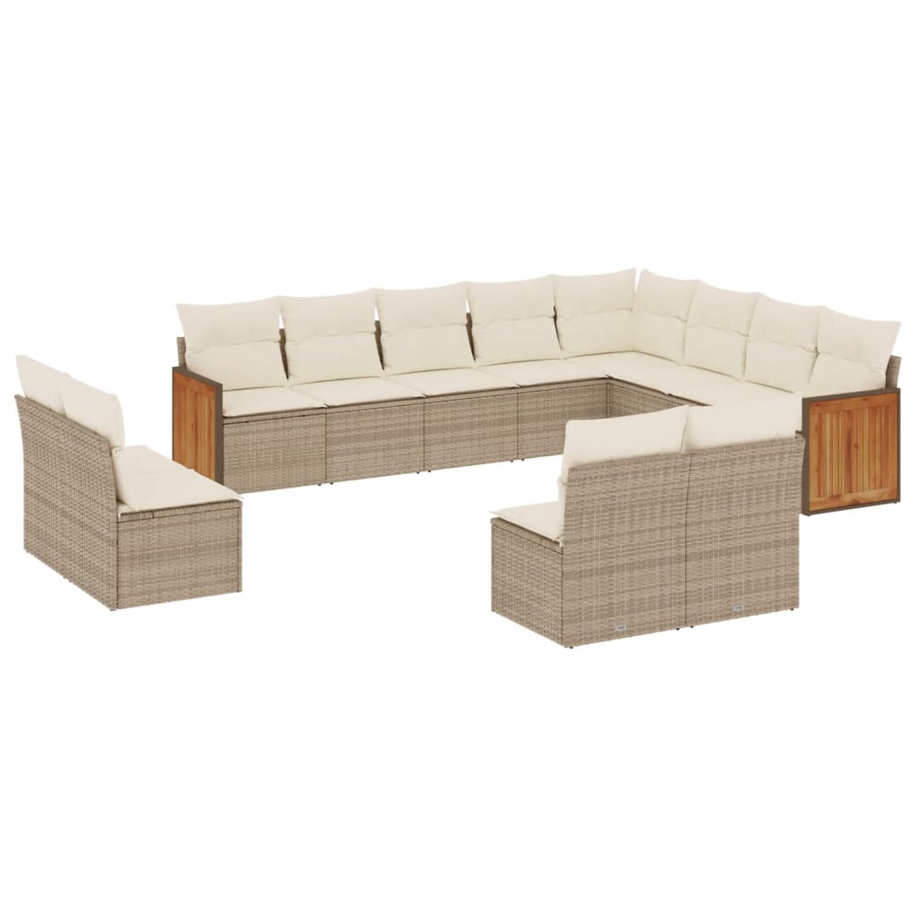 12-delige Loungeset met kussens poly rattan beige is nu te koop bij PeponiXL, paradijselijk wonen!