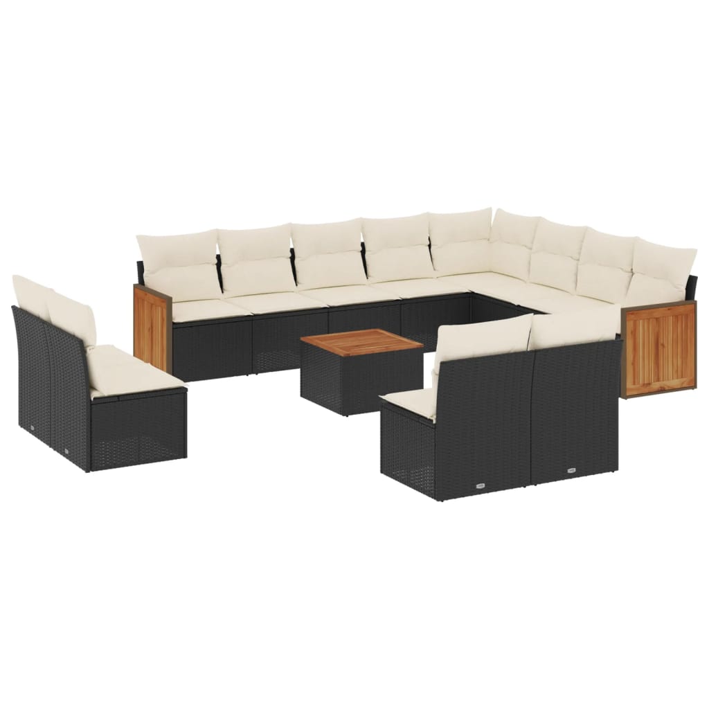 13-delige Loungeset met kussens poly rattan zwart is nu te koop bij PeponiXL, paradijselijk wonen!
