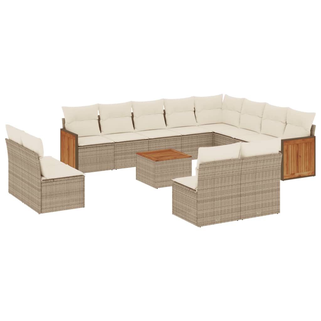 13-delige Loungeset met kussens poly rattan beige is nu te koop bij PeponiXL, paradijselijk wonen!