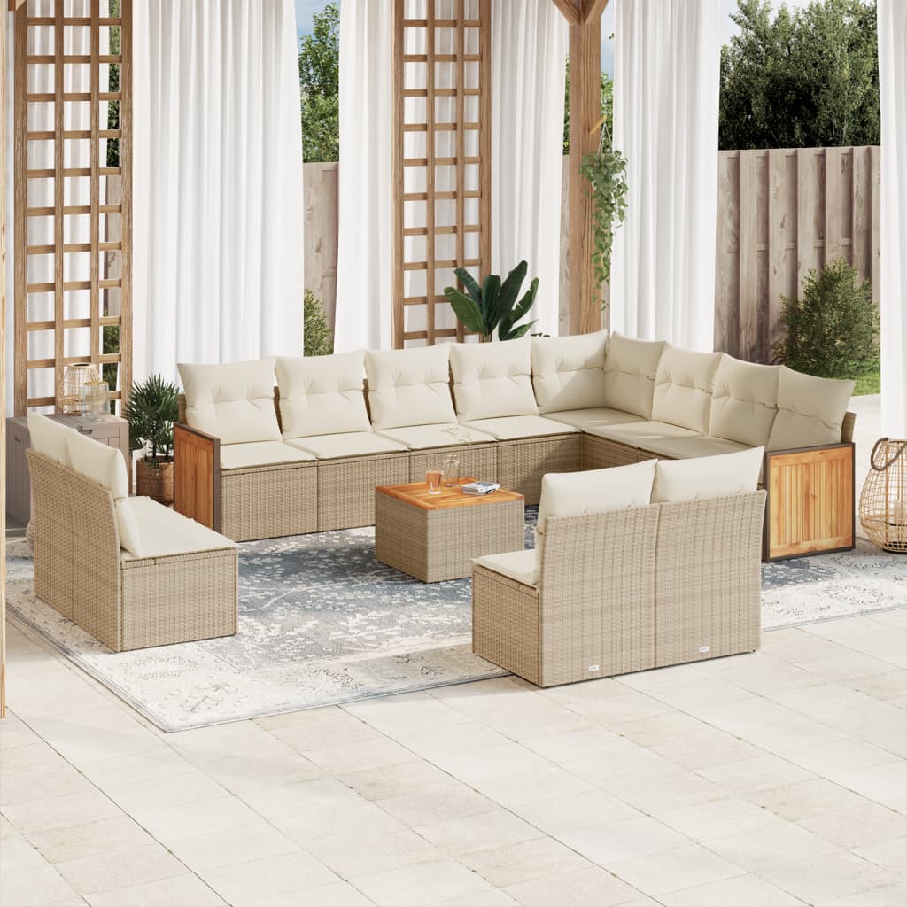 13-delige Loungeset met kussens poly rattan beige is nu te koop bij PeponiXL, paradijselijk wonen!