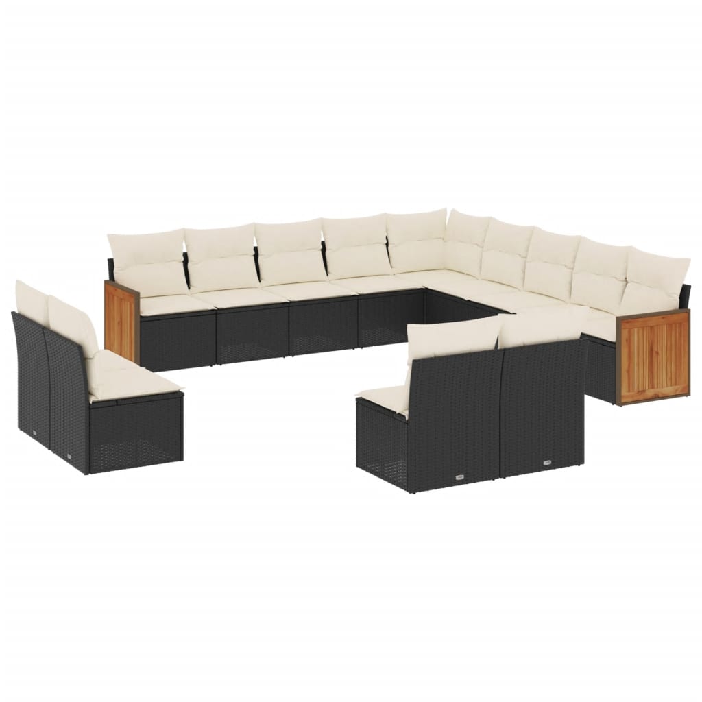 13-delige Loungeset met kussens poly rattan zwart is nu te koop bij PeponiXL, paradijselijk wonen!