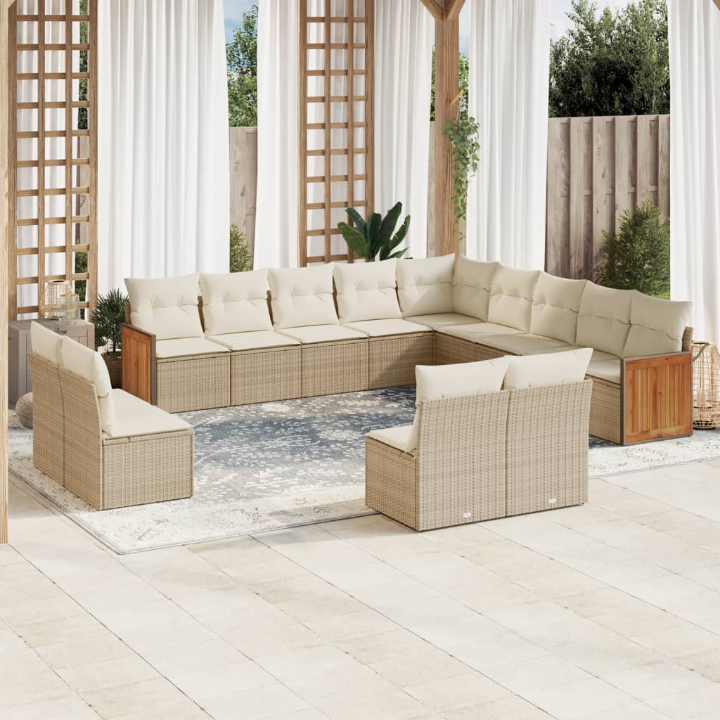 13-delige Loungeset met kussens poly rattan beige is nu te koop bij PeponiXL, paradijselijk wonen!