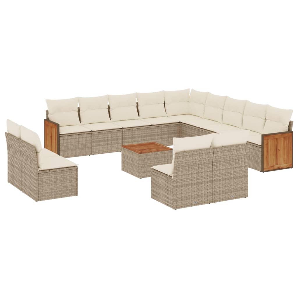 14-delige Loungeset met kussens poly rattan beige is nu te koop bij PeponiXL, paradijselijk wonen!