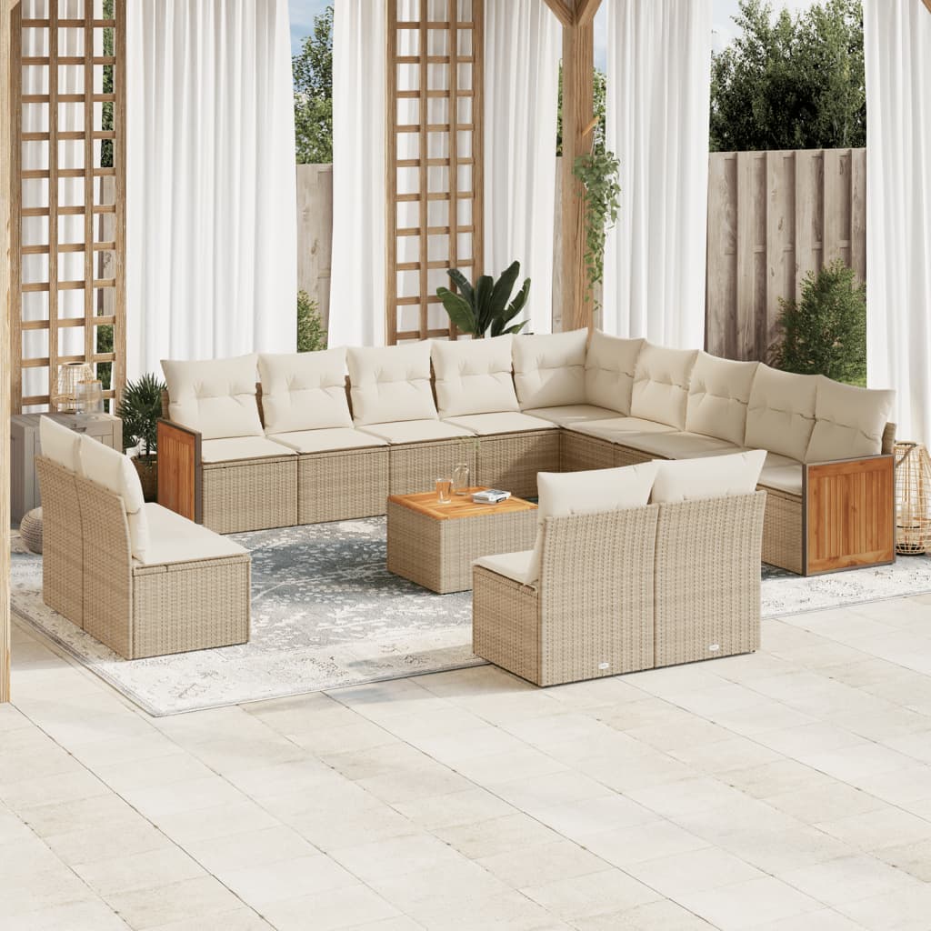 14-delige Loungeset met kussens poly rattan beige is nu te koop bij PeponiXL, paradijselijk wonen!