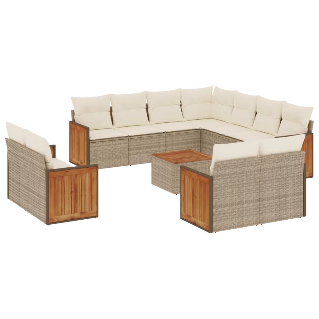 12-delige Loungeset met kussens poly rattan beige is nu te koop bij PeponiXL, paradijselijk wonen!