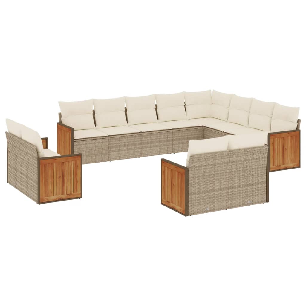 12-delige Loungeset met kussens poly rattan beige is nu te koop bij PeponiXL, paradijselijk wonen!