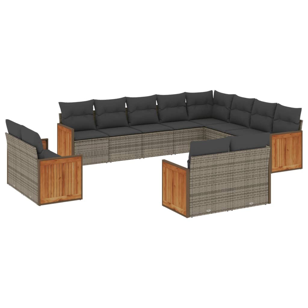 12-delige Loungeset met kussens poly rattan grijs is nu te koop bij PeponiXL, paradijselijk wonen!
