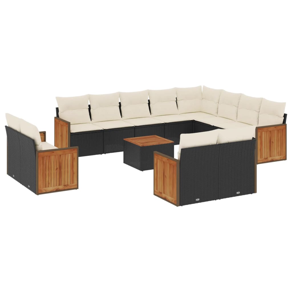13-delige Loungeset met kussens poly rattan zwart is nu te koop bij PeponiXL, paradijselijk wonen!