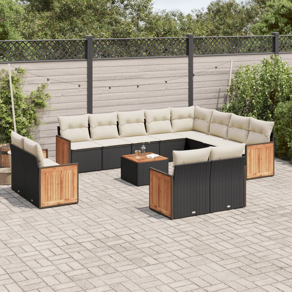 13-delige Loungeset met kussens poly rattan zwart is nu te koop bij PeponiXL, paradijselijk wonen!