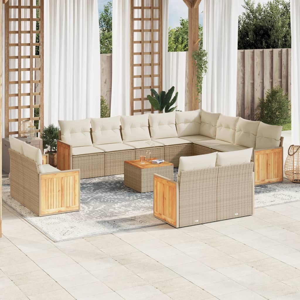 13-delige Loungeset met kussens poly rattan beige is nu te koop bij PeponiXL, paradijselijk wonen!