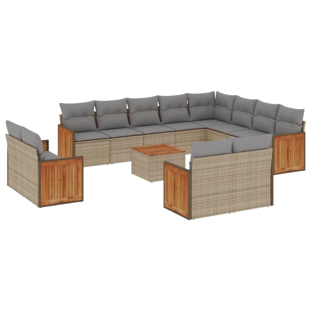 13-delige Loungeset met kussens poly rattan beige is nu te koop bij PeponiXL, paradijselijk wonen!