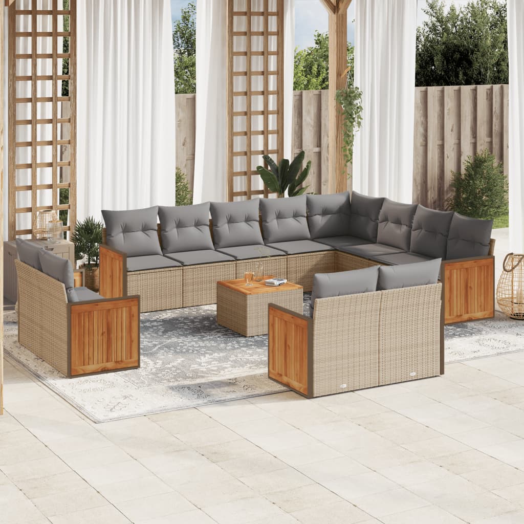 13-delige Loungeset met kussens poly rattan beige is nu te koop bij PeponiXL, paradijselijk wonen!