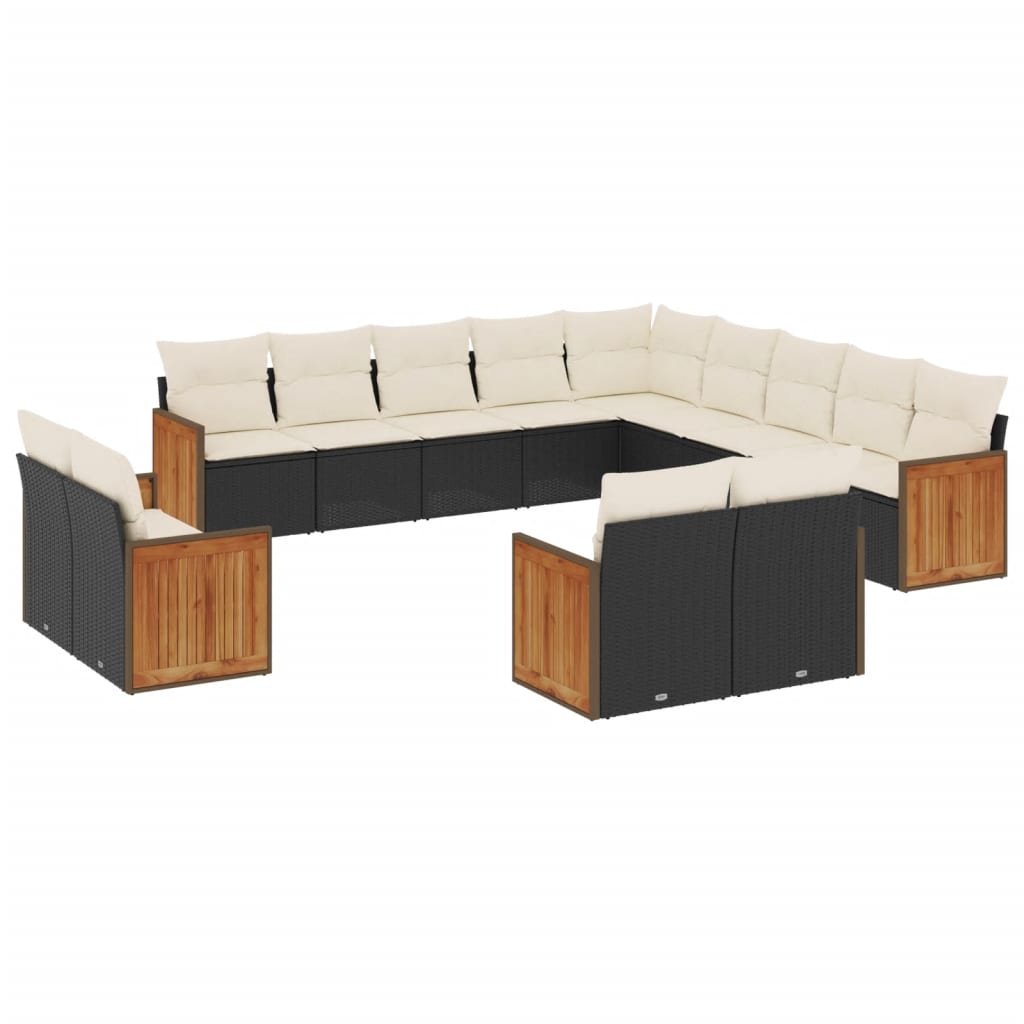 13-delige Loungeset met kussens poly rattan zwart is nu te koop bij PeponiXL, paradijselijk wonen!