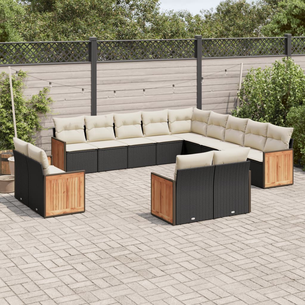13-delige Loungeset met kussens poly rattan zwart is nu te koop bij PeponiXL, paradijselijk wonen!