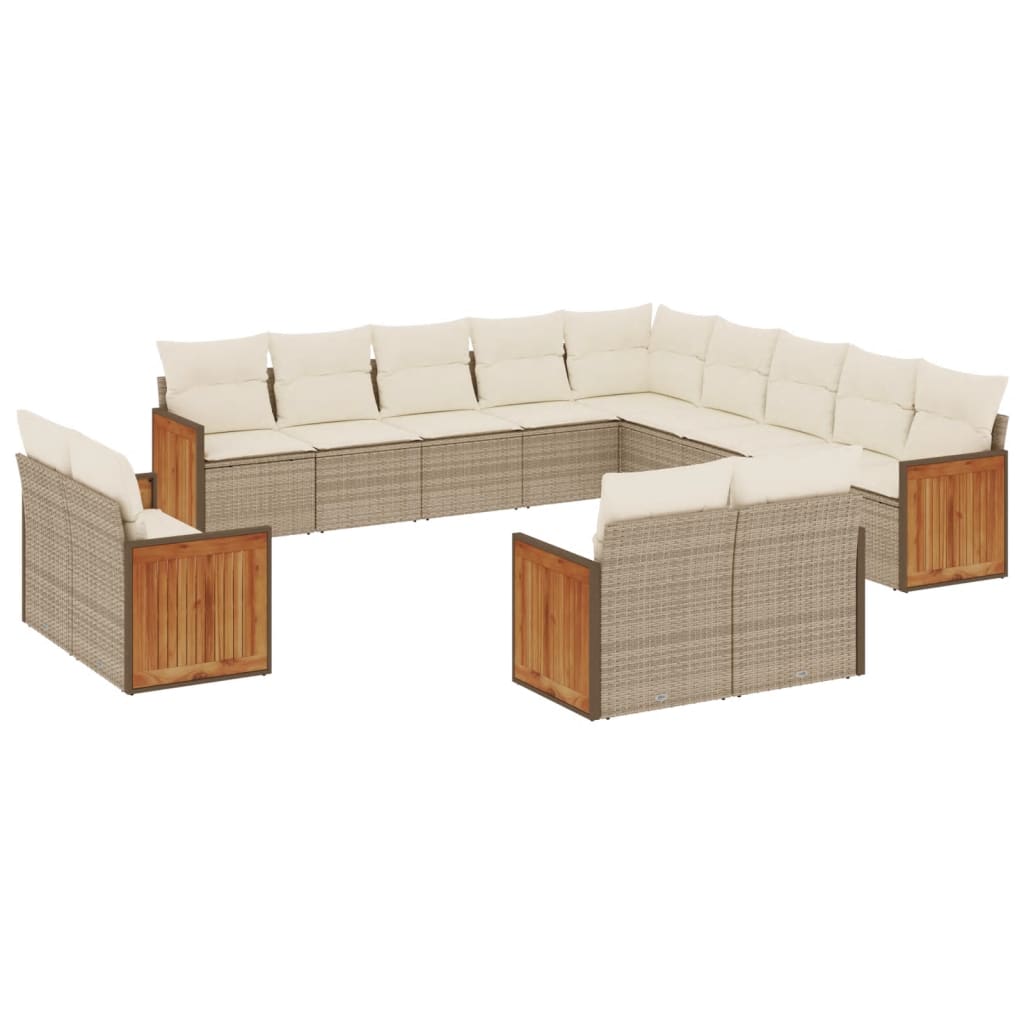 13-delige Loungeset met kussens poly rattan beige is nu te koop bij PeponiXL, paradijselijk wonen!