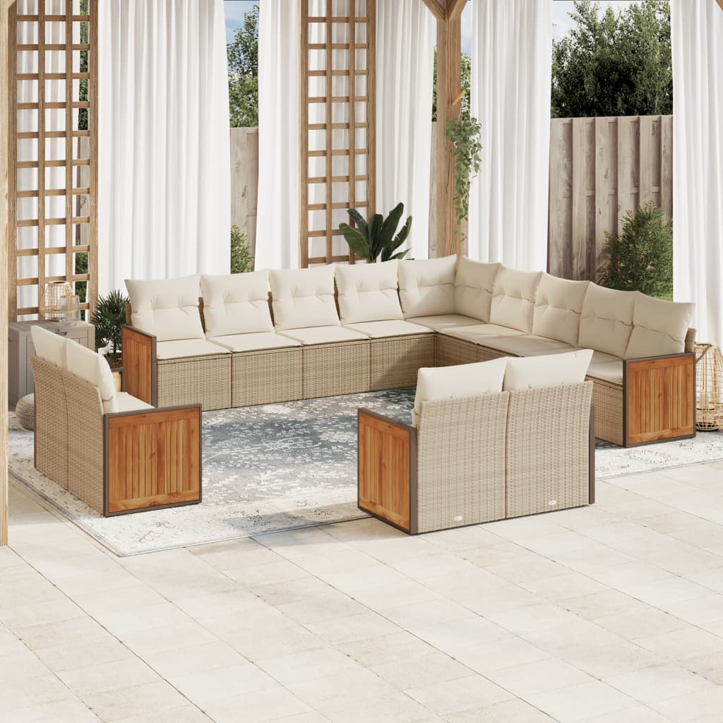 13-delige Loungeset met kussens poly rattan beige is nu te koop bij PeponiXL, paradijselijk wonen!