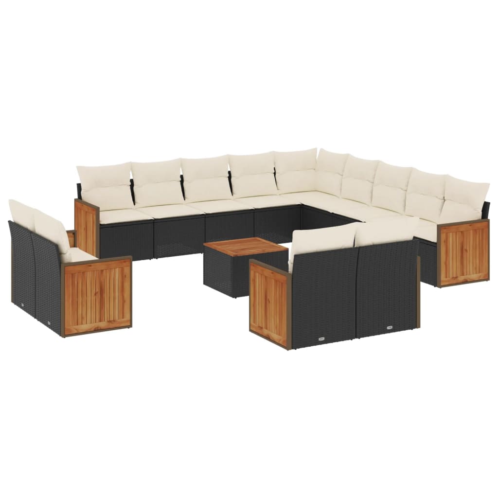 14-delige Loungeset met kussens poly rattan zwart is nu te koop bij PeponiXL, paradijselijk wonen!