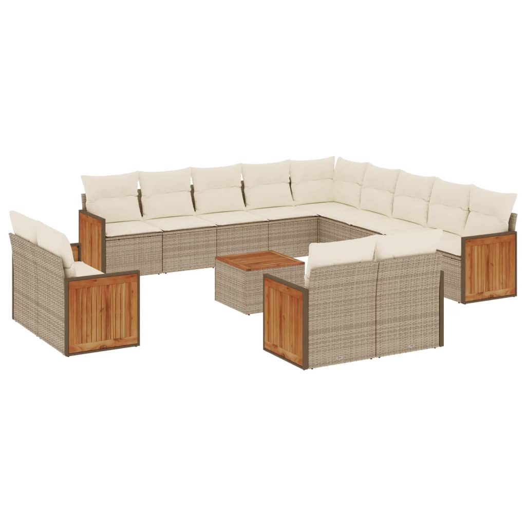 14-delige Loungeset met kussens poly rattan beige is nu te koop bij PeponiXL, paradijselijk wonen!