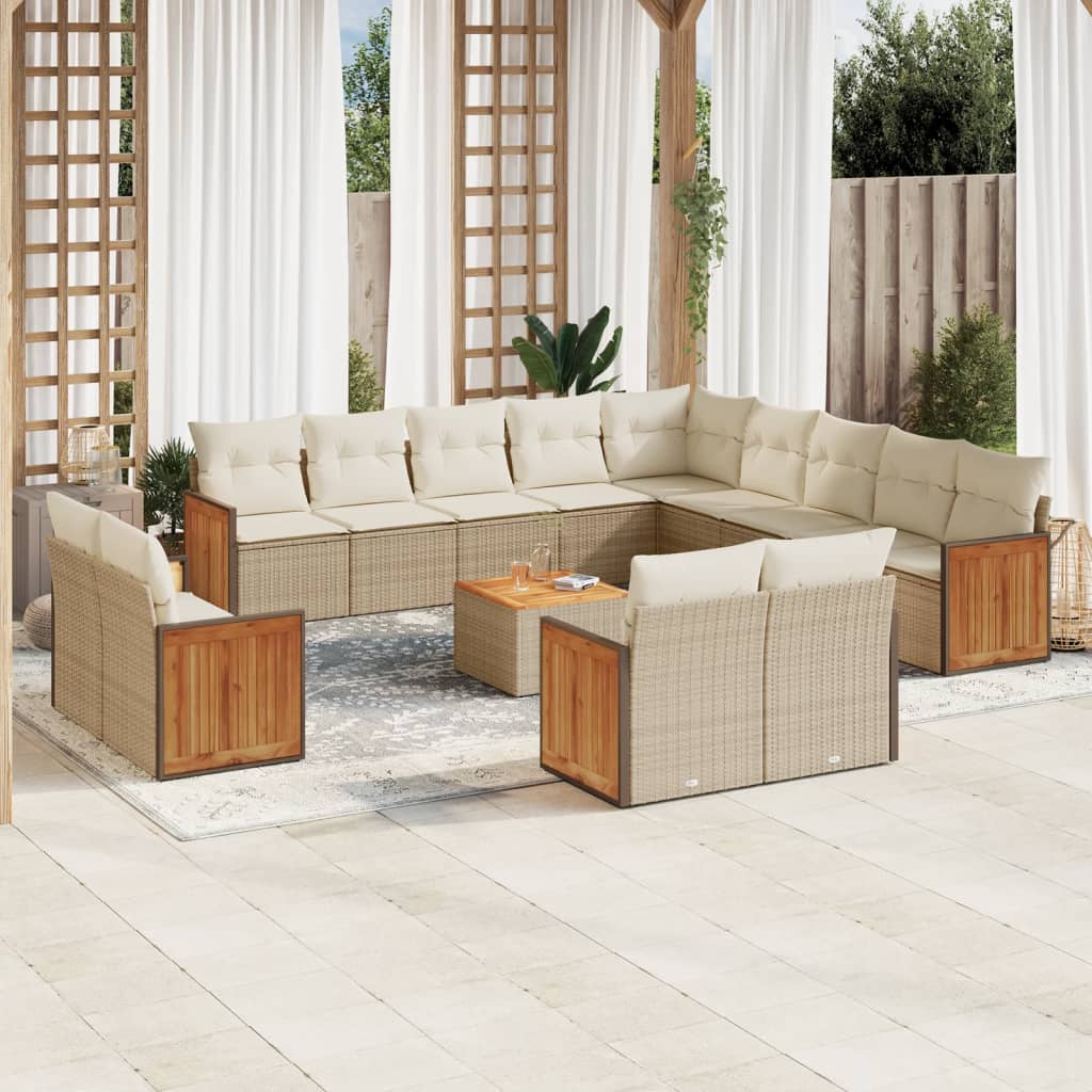14-delige Loungeset met kussens poly rattan beige is nu te koop bij PeponiXL, paradijselijk wonen!