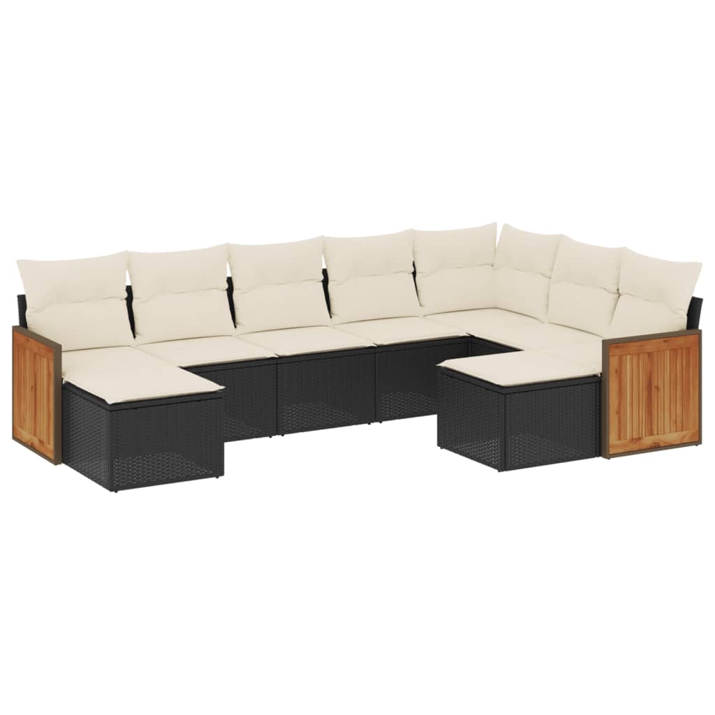 9-delige Loungeset met kussens poly rattan zwart is nu te koop bij PeponiXL, paradijselijk wonen!