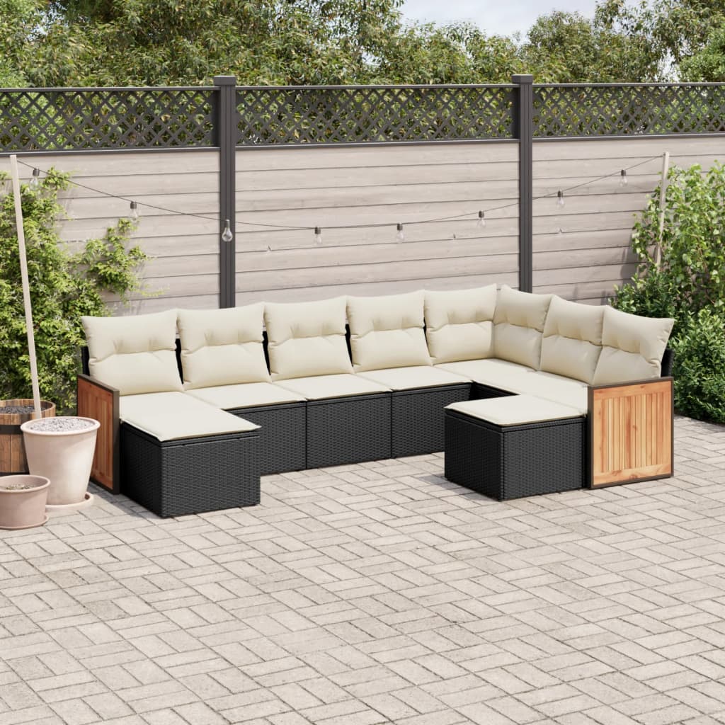 9-delige Loungeset met kussens poly rattan zwart is nu te koop bij PeponiXL, paradijselijk wonen!
