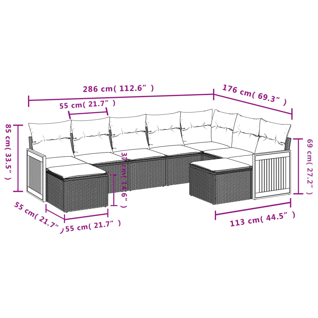 9-delige Loungeset met kussens poly rattan beige is nu te koop bij PeponiXL, paradijselijk wonen!