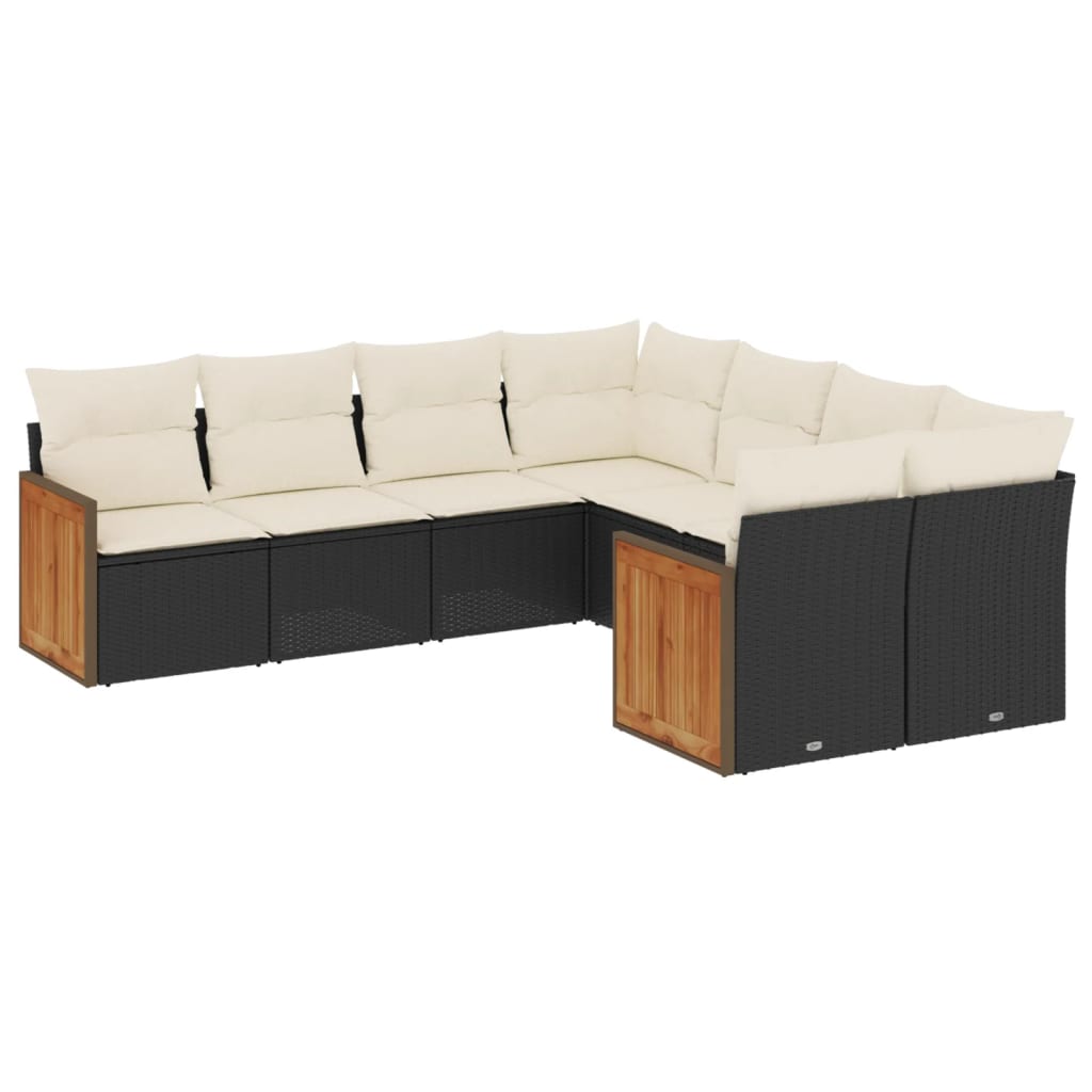8-delige Loungeset met kussens poly rattan zwart is nu te koop bij PeponiXL, paradijselijk wonen!