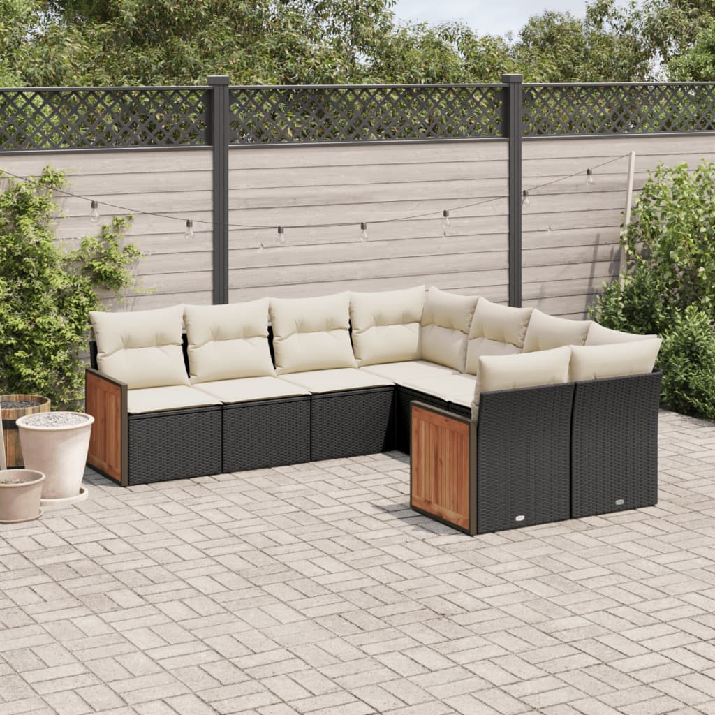 8-delige Loungeset met kussens poly rattan zwart is nu te koop bij PeponiXL, paradijselijk wonen!