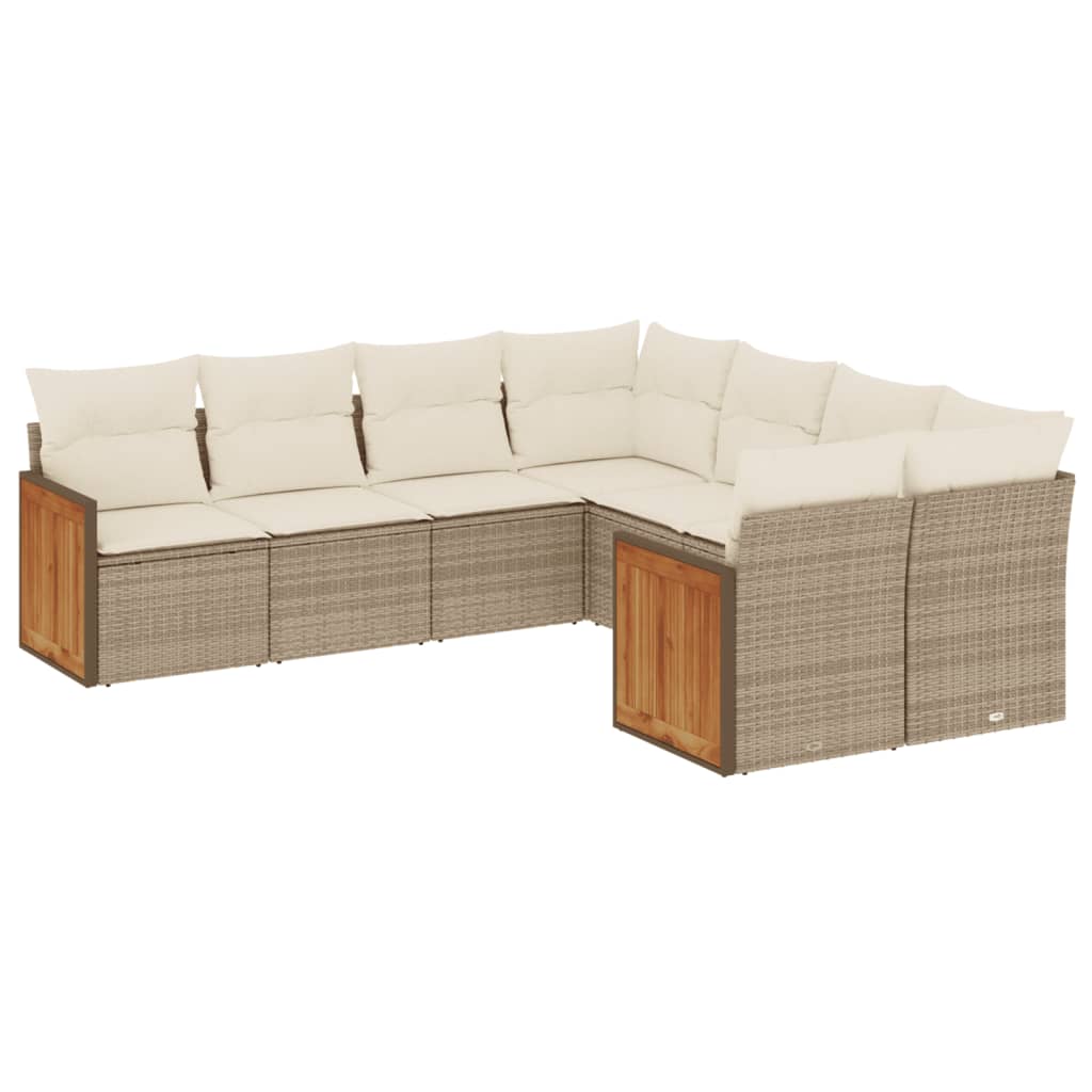 8-delige Loungeset met kussens poly rattan beige is nu te koop bij PeponiXL, paradijselijk wonen!