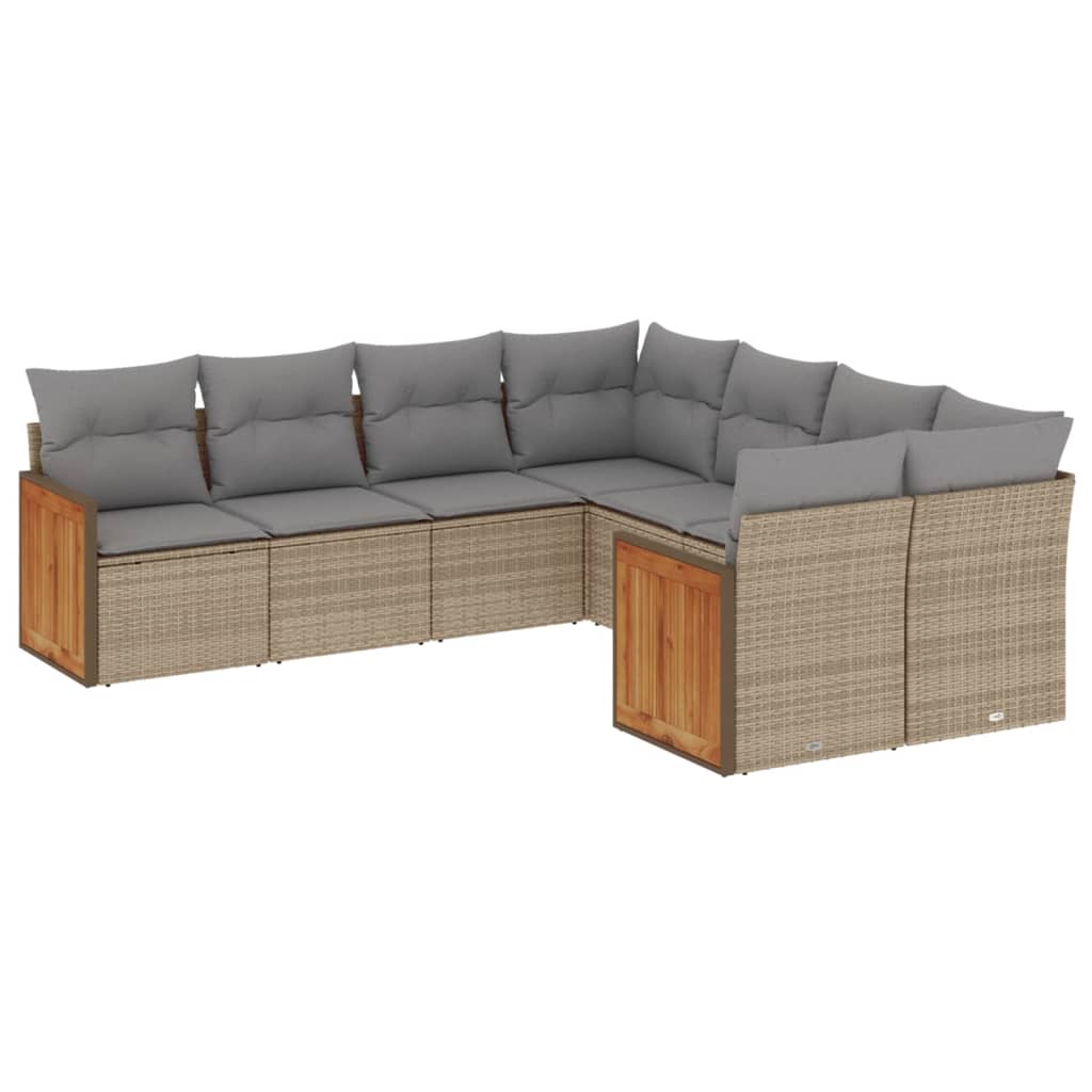 8-delige Loungeset met kussens poly rattan beige is nu te koop bij PeponiXL, paradijselijk wonen!