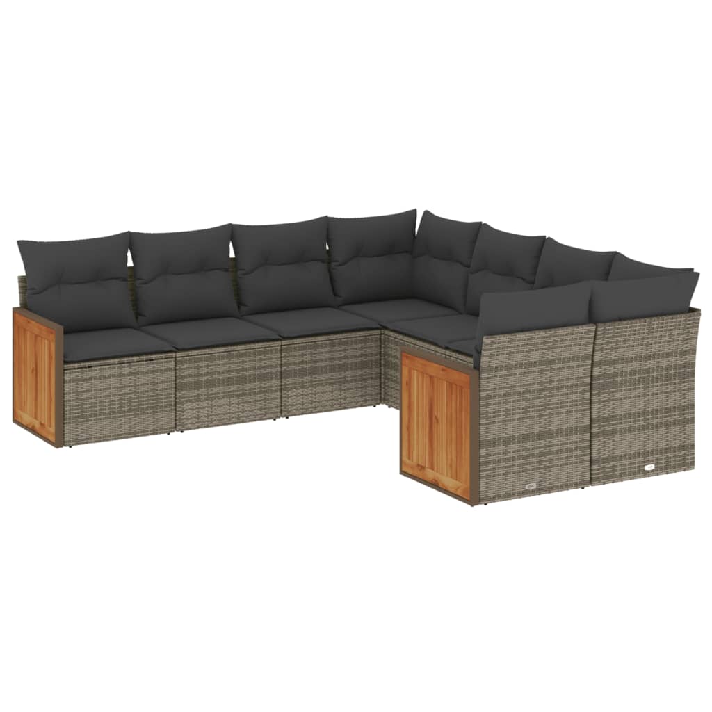8-delige Loungeset met kussens poly rattan grijs is nu te koop bij PeponiXL, paradijselijk wonen!