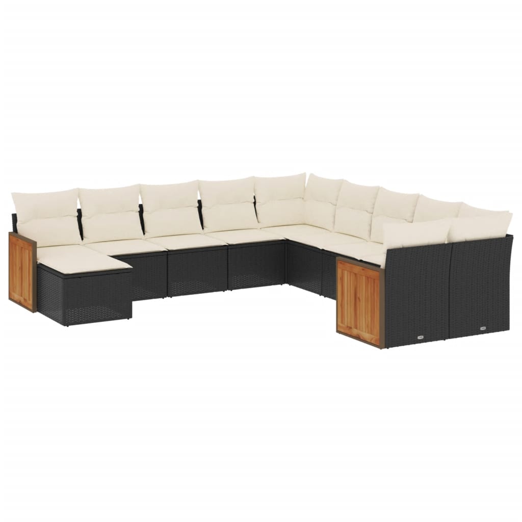 11-delige Loungeset met kussens poly rattan zwart is nu te koop bij PeponiXL, paradijselijk wonen!