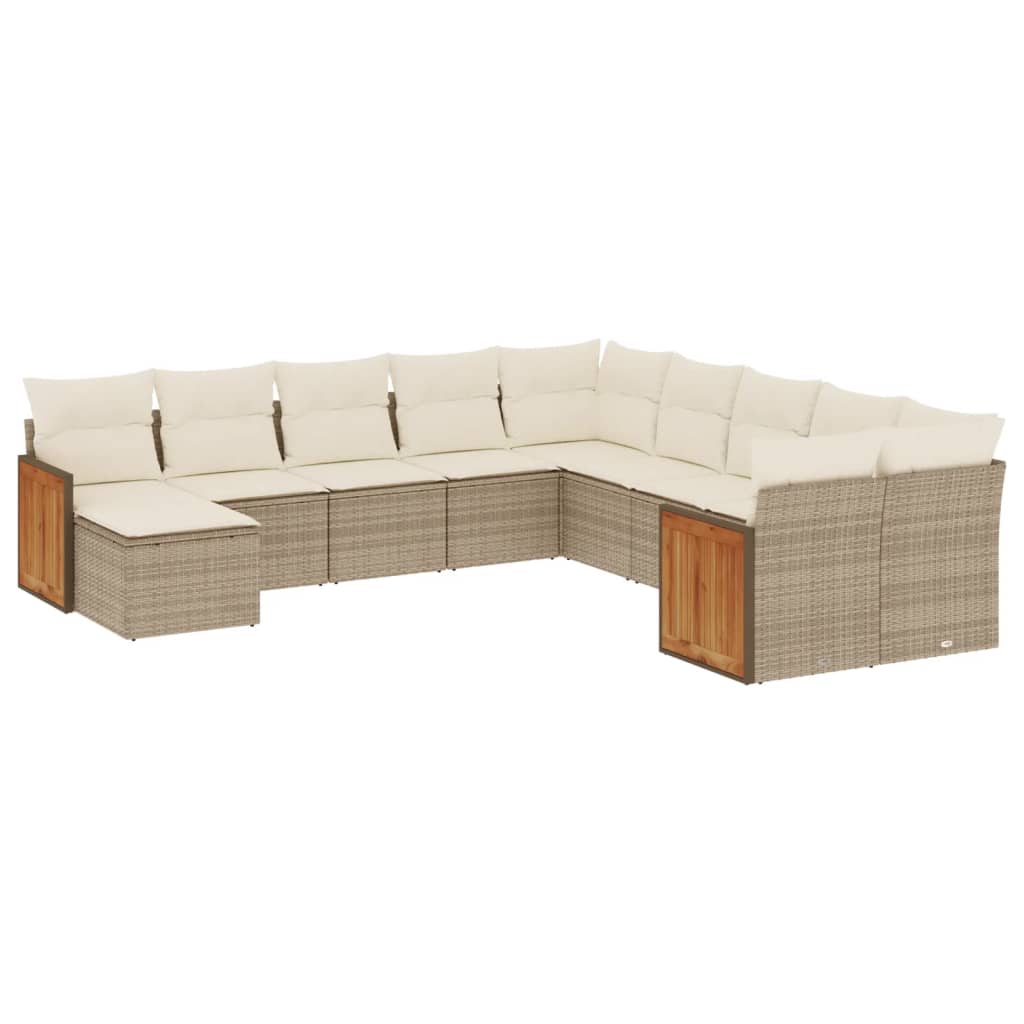 11-delige Tuinset met kussens poly rattan beige is nu te koop bij PeponiXL, paradijselijk wonen!