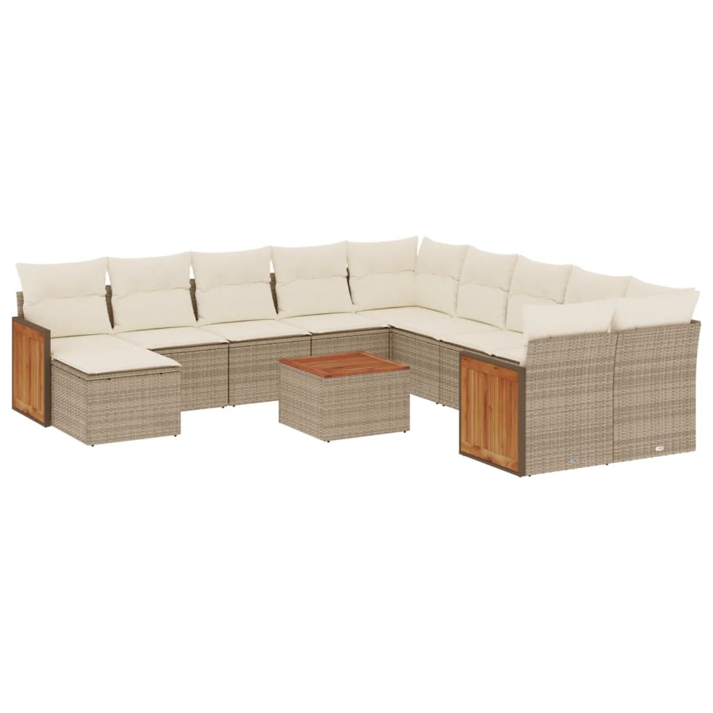 12-delige Loungeset met kussens poly rattan beige is nu te koop bij PeponiXL, paradijselijk wonen!