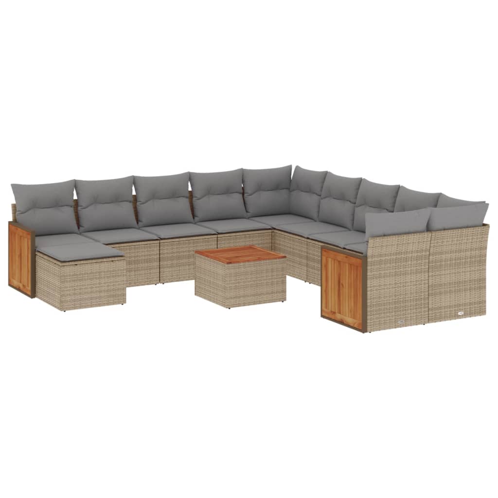 12-delige Loungeset met kussens poly rattan beige is nu te koop bij PeponiXL, paradijselijk wonen!