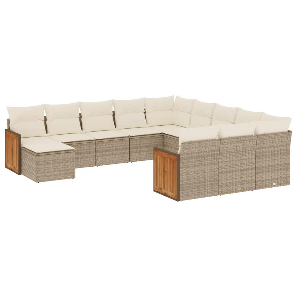 12-delige Loungeset met kussens poly rattan beige is nu te koop bij PeponiXL, paradijselijk wonen!