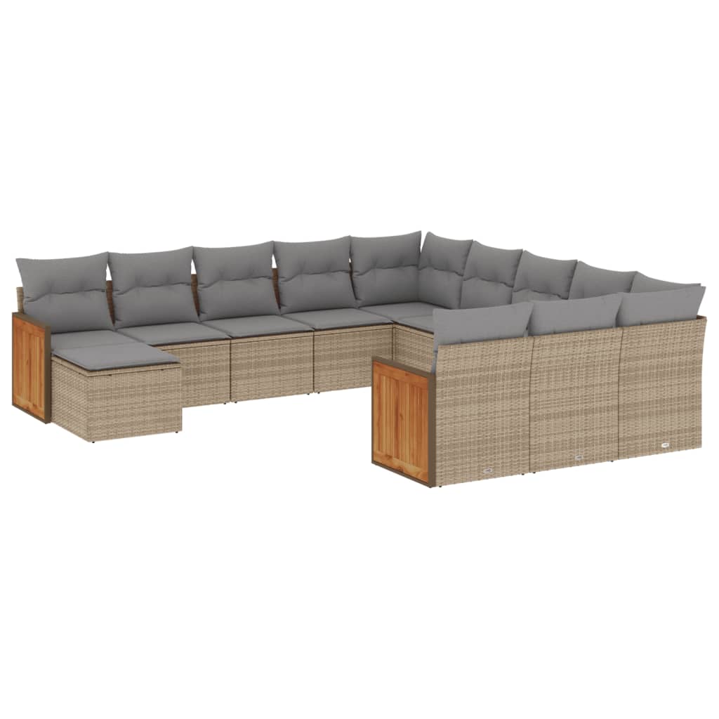 12-delige Loungeset met kussens poly rattan beige is nu te koop bij PeponiXL, paradijselijk wonen!