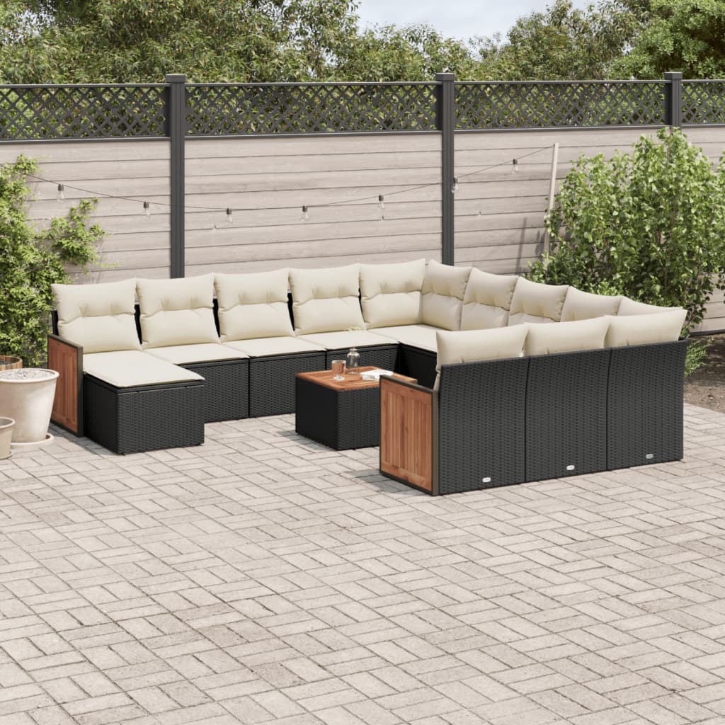 13-delige Loungeset met kussens poly rattan zwart is nu te koop bij PeponiXL, paradijselijk wonen!