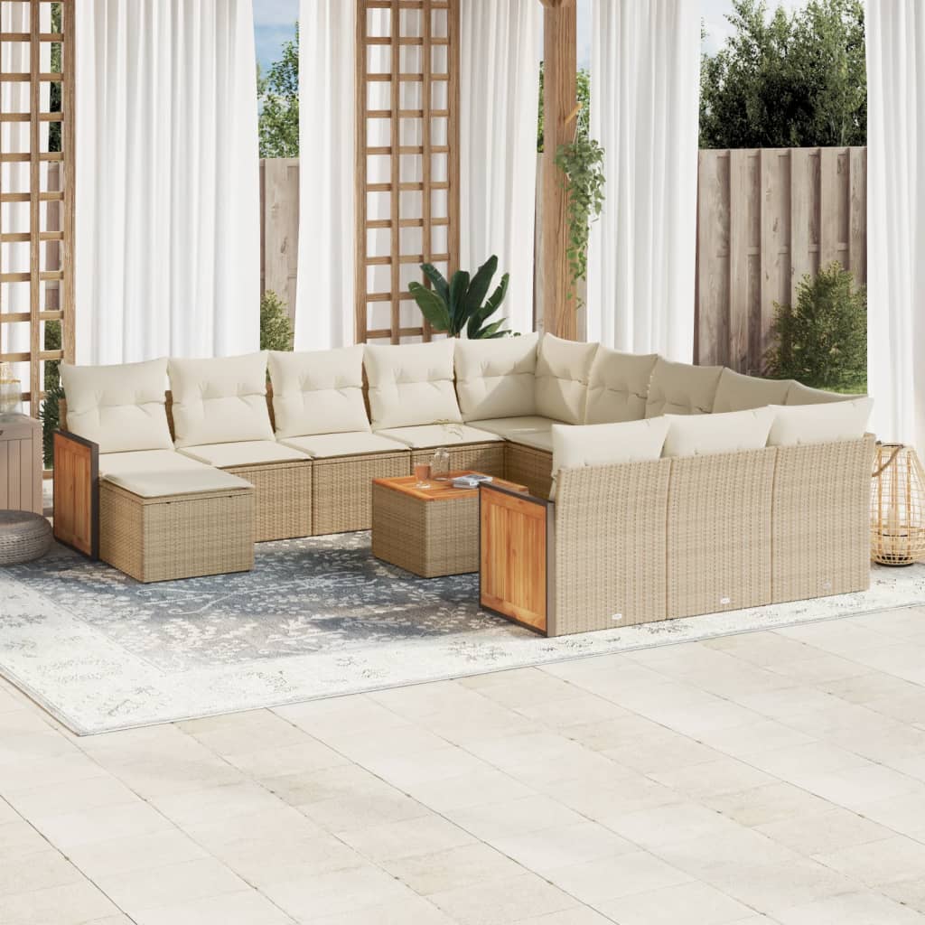13-delige Loungeset met kussens poly rattan beige is nu te koop bij PeponiXL, paradijselijk wonen!