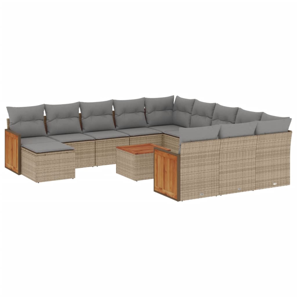 13-delige Loungeset met kussens poly rattan beige is nu te koop bij PeponiXL, paradijselijk wonen!