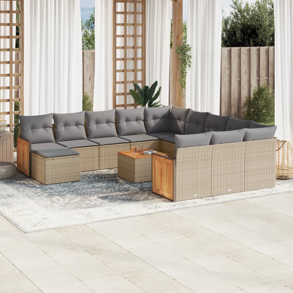 13-delige Loungeset met kussens poly rattan beige is nu te koop bij PeponiXL, paradijselijk wonen!