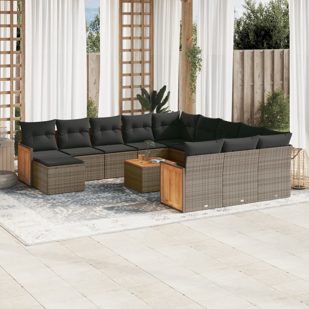 13-delige Loungeset met kussens poly rattan grijs is nu te koop bij PeponiXL, paradijselijk wonen!