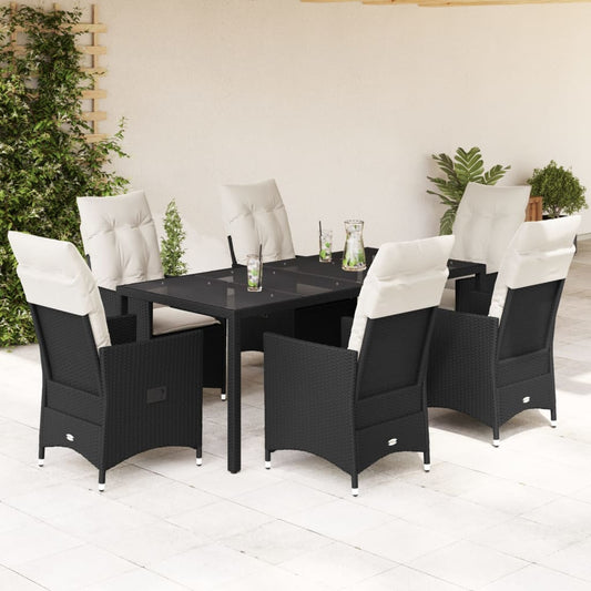 7-delige Tuinset met kussens poly rattan zwart is nu te koop bij PeponiXL, paradijselijk wonen!