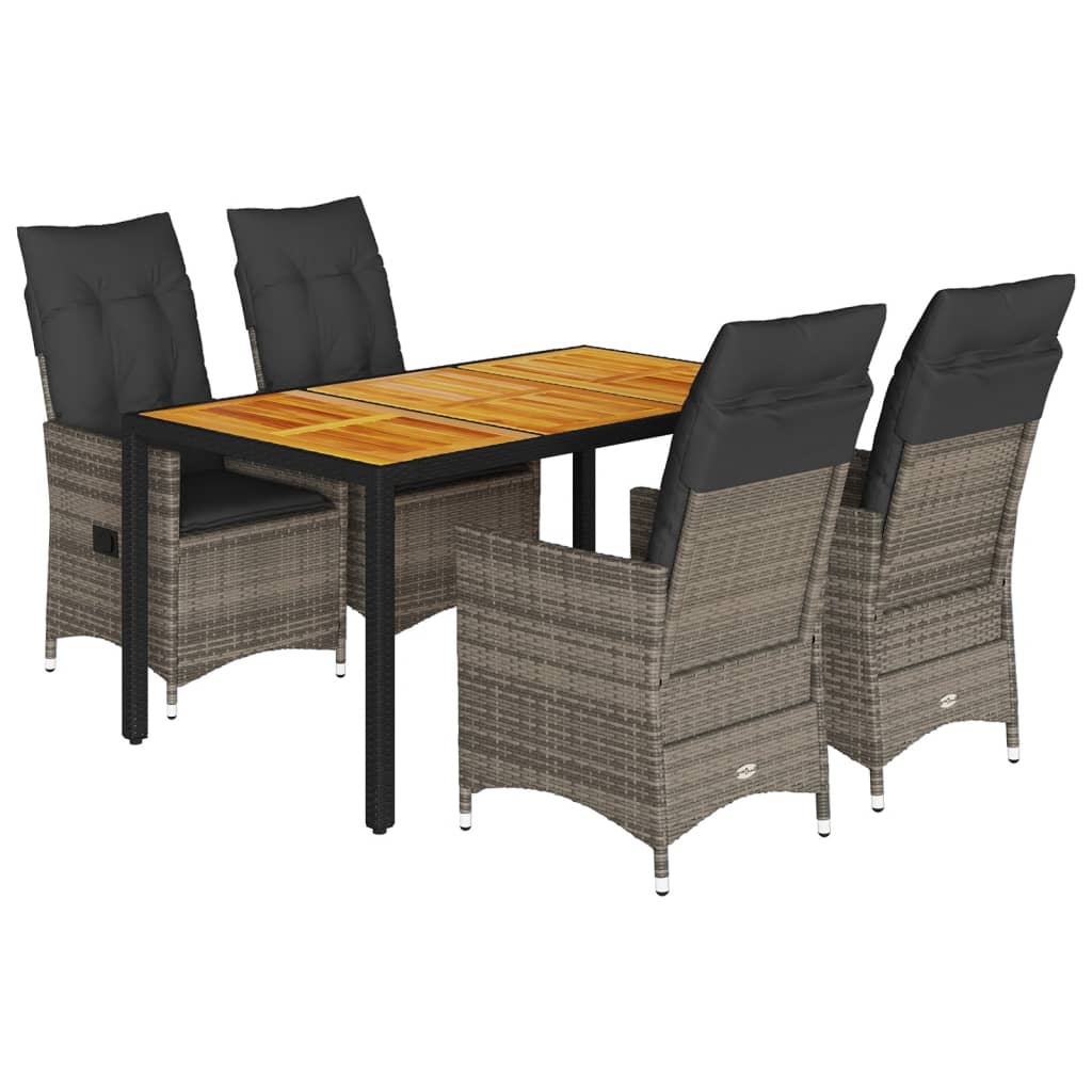 5-delige Tuinset met kussens poly rattan grijs is nu te koop bij PeponiXL, paradijselijk wonen!