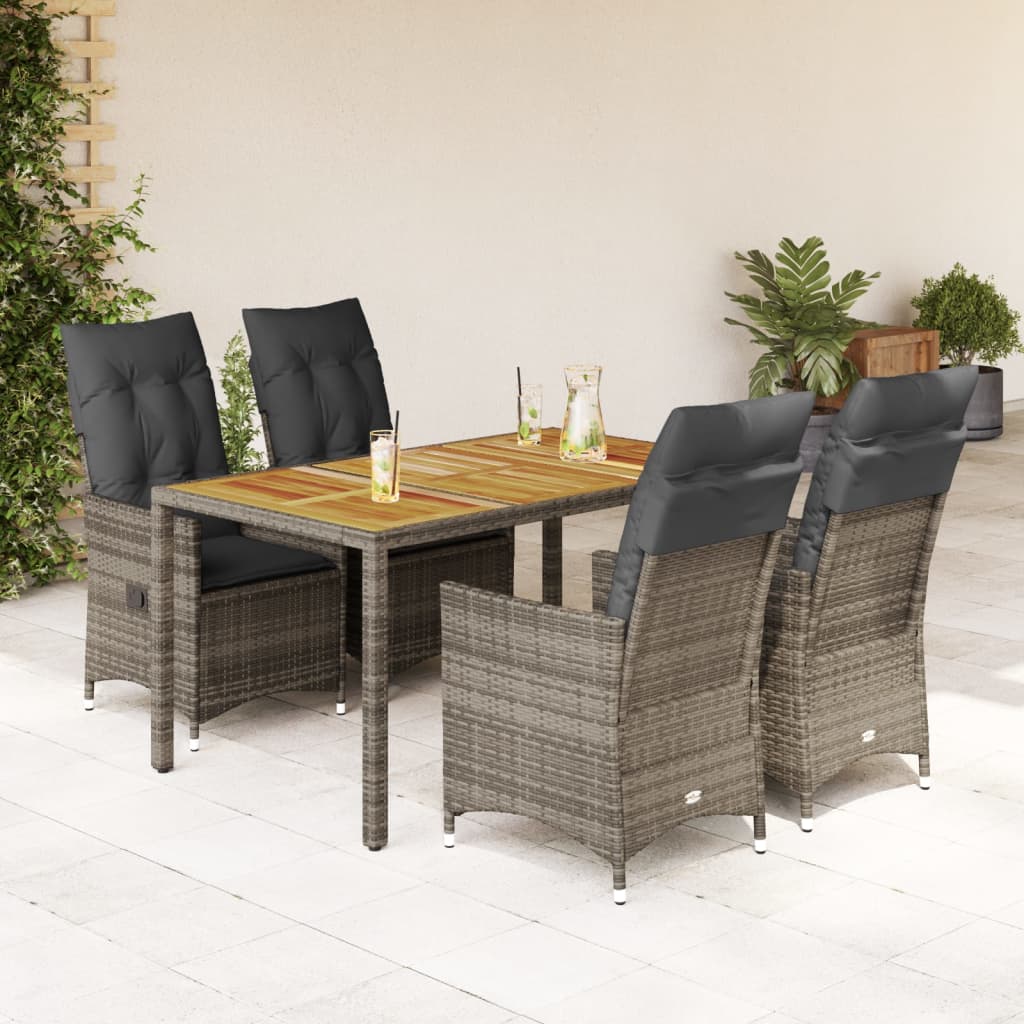 5-delige Tuinset met kussens poly rattan grijs is nu te koop bij PeponiXL, paradijselijk wonen!